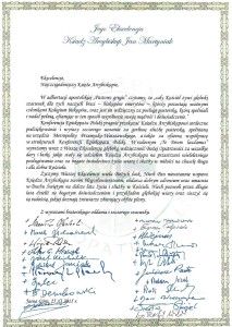 Podziękowanie KEP dla Arcybiskupa Jana Martyniaka Metropolity Przemysko – Warszawskiego