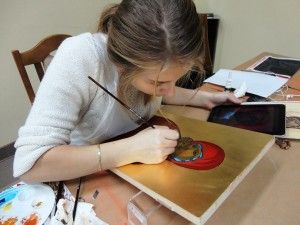 Заняття з навчання мистецва іконопису в Пралківцях