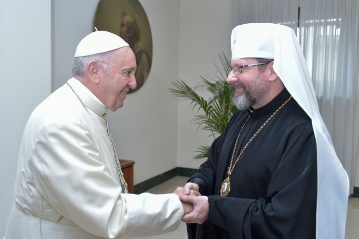 Святіший Отець під час зустрічі з Блаженнішим Святославом подякував УГКЦ за свідчення єдності Христової Церкви