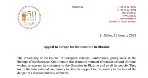 Рада Єпископських Конференцій Європи висловила солідарність з Україною «перед загрозою військового вторгнення Росії»