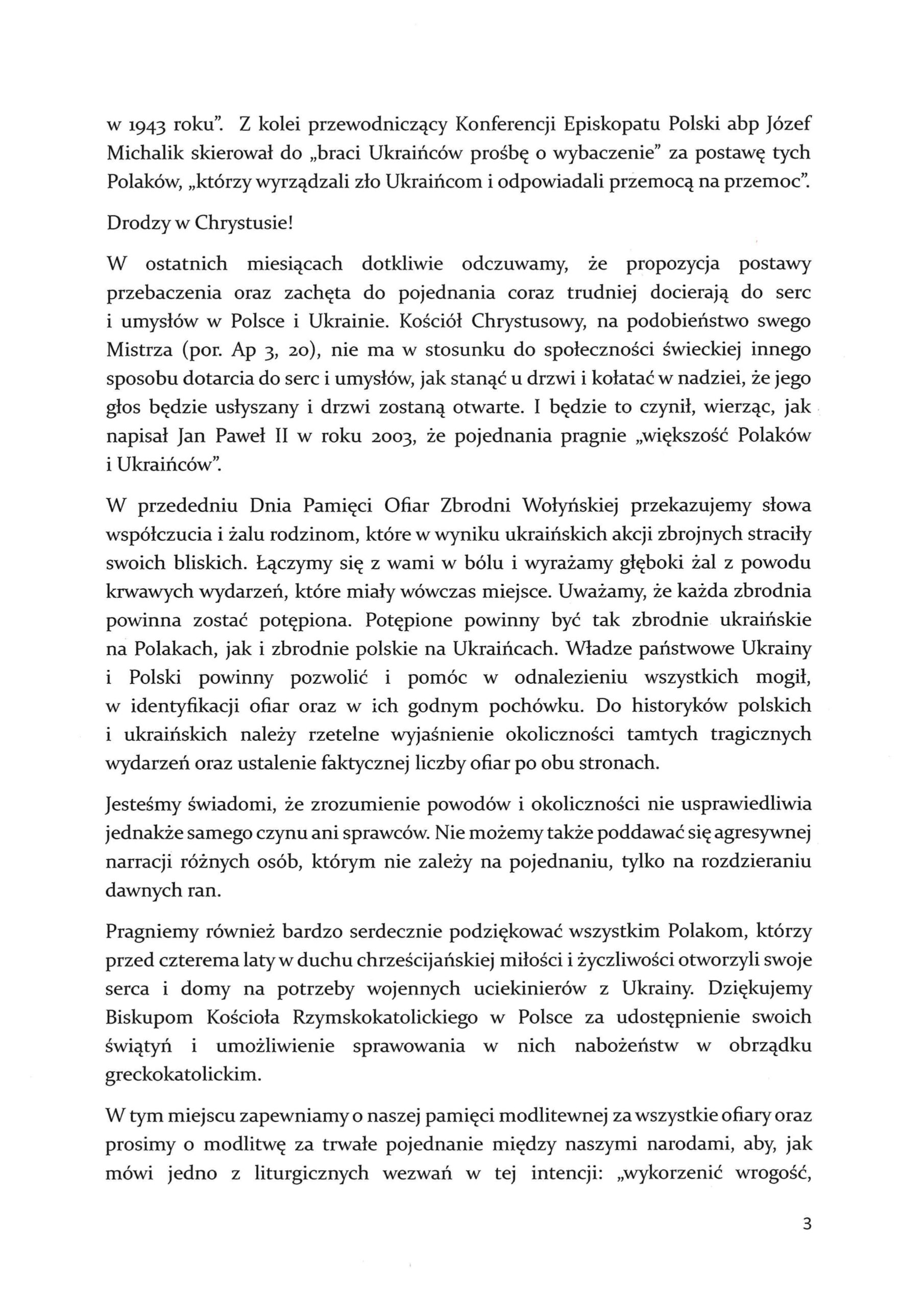 przeslanie biskupow greckokatolickich w przedeniu dnia pamieci ofiar zbrodni wolynskiej page 0003 scaled